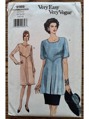 Very Easy Very Vogue 9169 Sewing Pattern Misses Dress Tunic Skirt Sizes 18-20-22